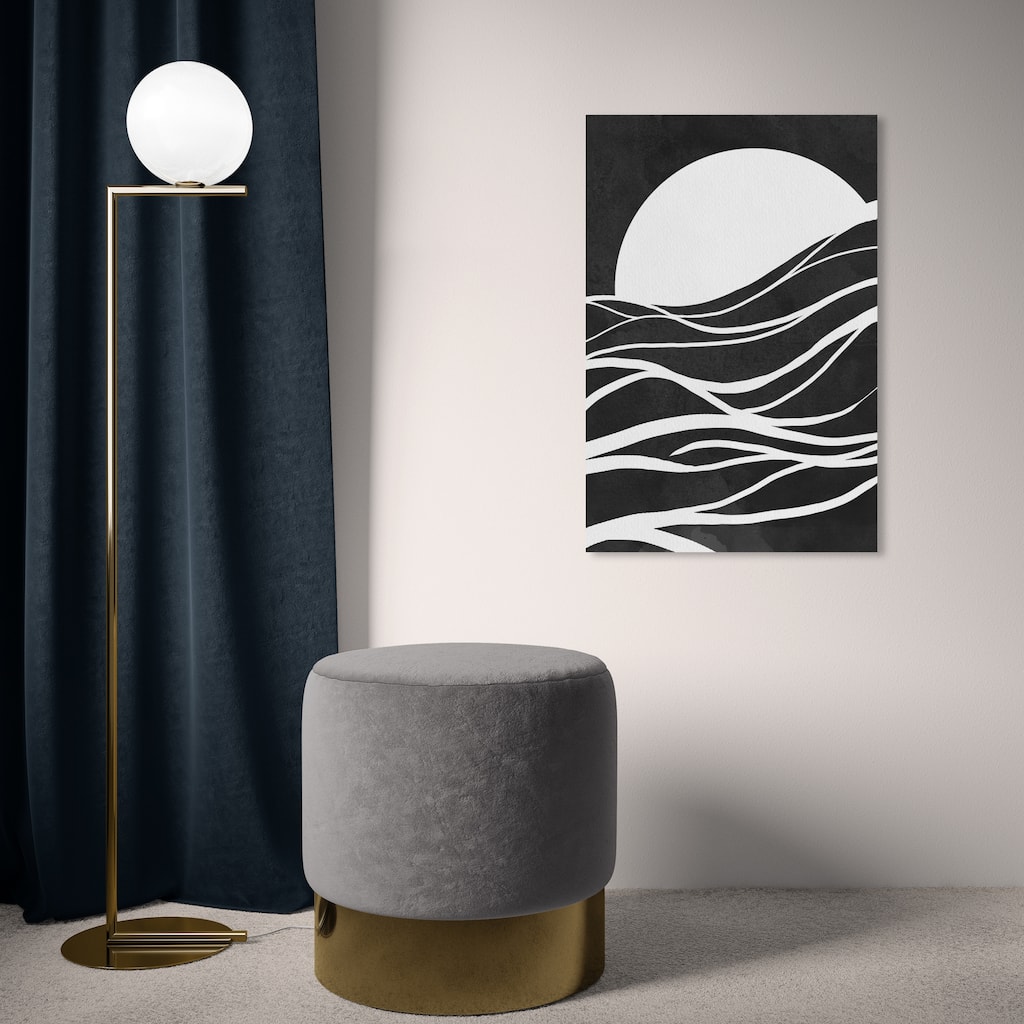 Oliver Gal Abstract Sunset Tide Black and Modern & Contemporary Wall Art Canvas Print