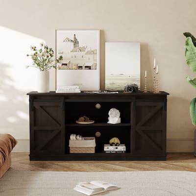 Farmhouse Barn Door Modern TV Stand for TVs up to 65"