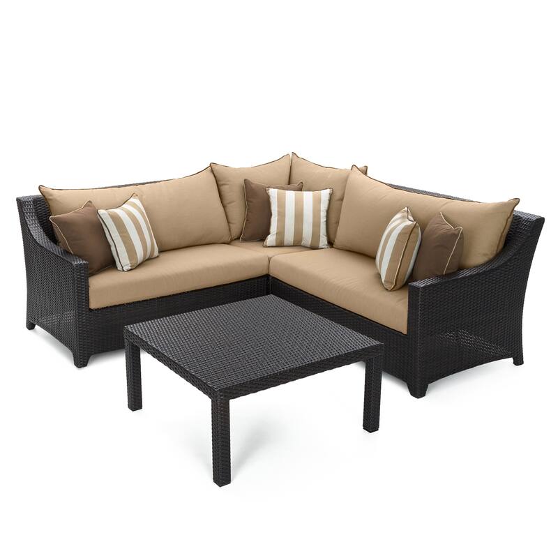 Deco 4 Piece Sunbrella Outdoor Patio Sectional & Table