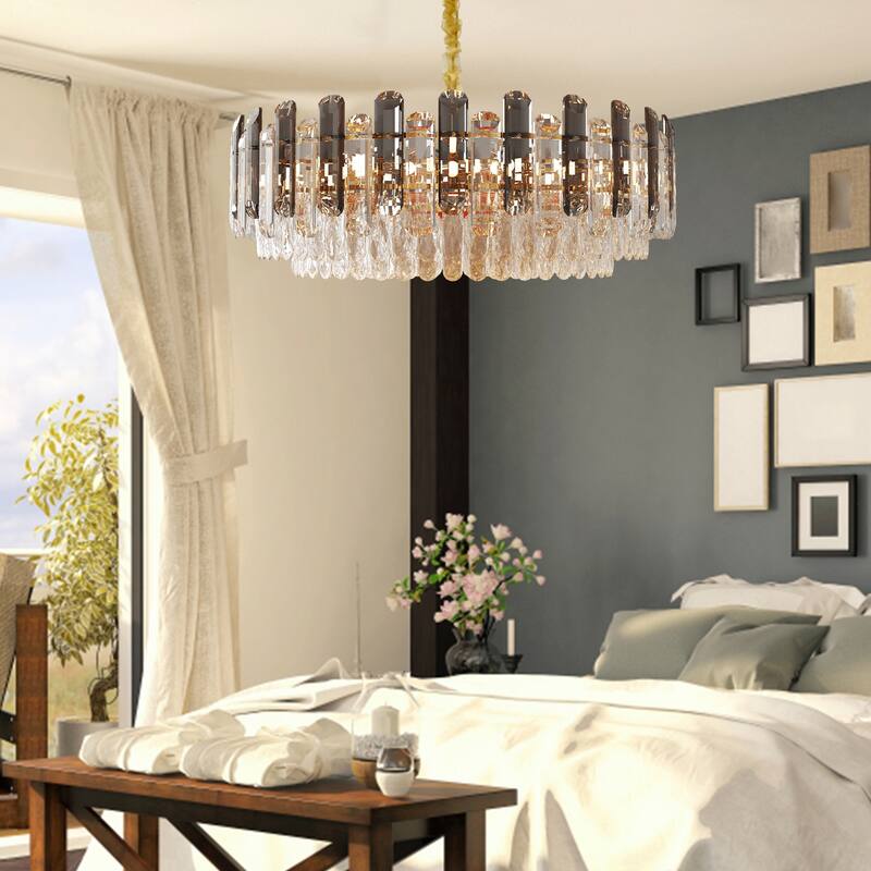 Modern Crystal Chandeliers Lighting Pendant Ceiling Lamp with 3 Colors