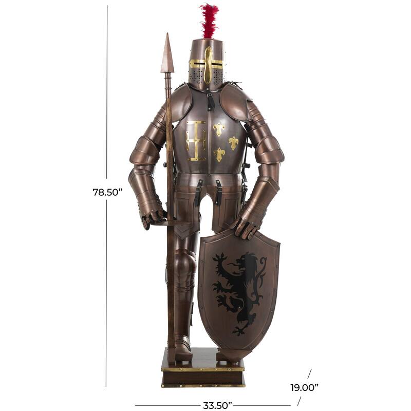 Stainless Steel Metal People Replica Medieval Full Body Suit Armour - Copper or Silver - Roche River Decor