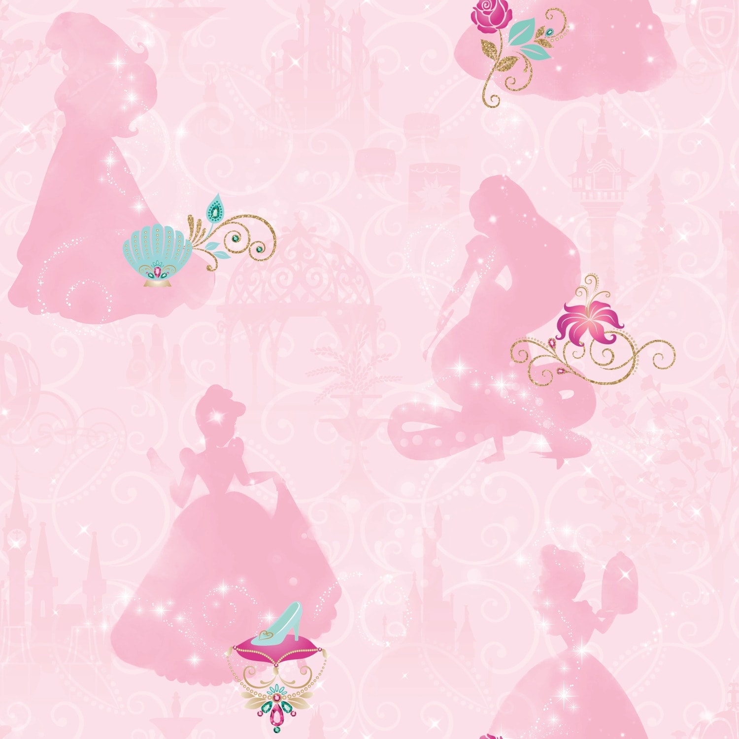 Pink Disney Princess Peel and Stick Wallpaper by RoomMates