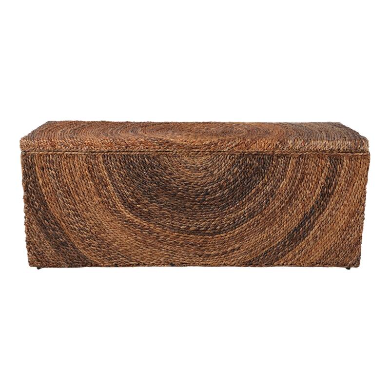 Woven Upholstered Storage Bench Wide Seat - Brown, 19 in. - 47.0"