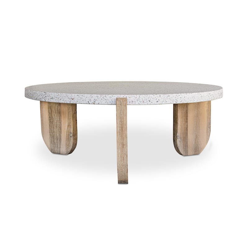 Aurelle Home Modern Acacia Wood and Marble Coffee Table