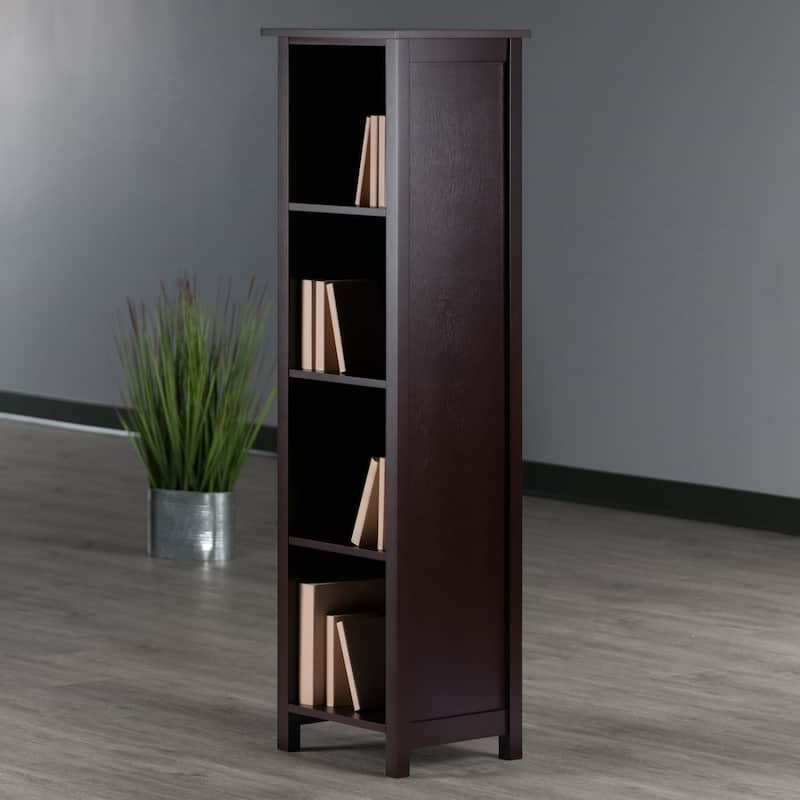Milan Narrow 4-Section Storage Shelf, Walnut - 16.38 x 12.99 x 55.98 inches