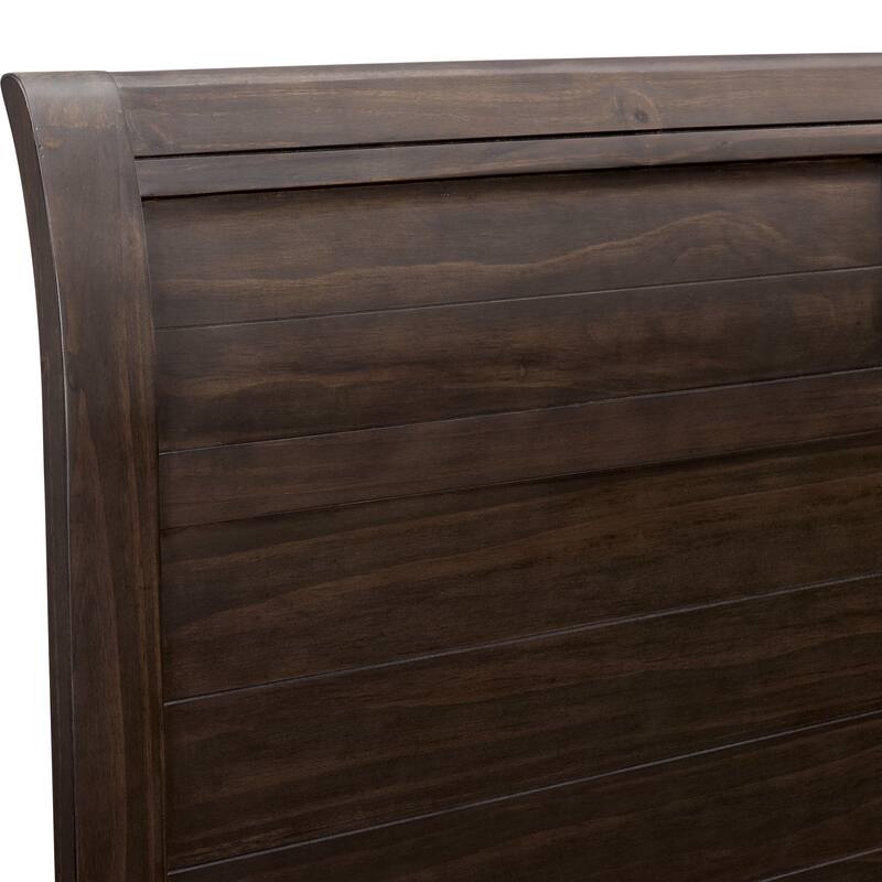 Inyx Transitional Walnut Solid Wood Panel Bed with Low Profile Headboard by Furniture of America