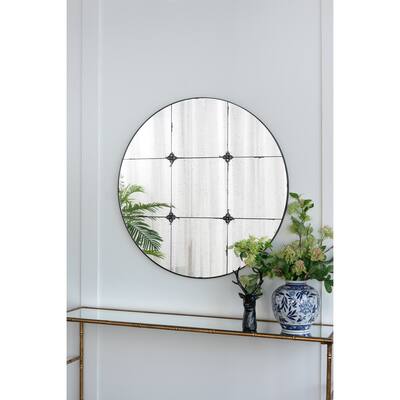 Traditional Decor Style Round Antique Glass Wall Mirror