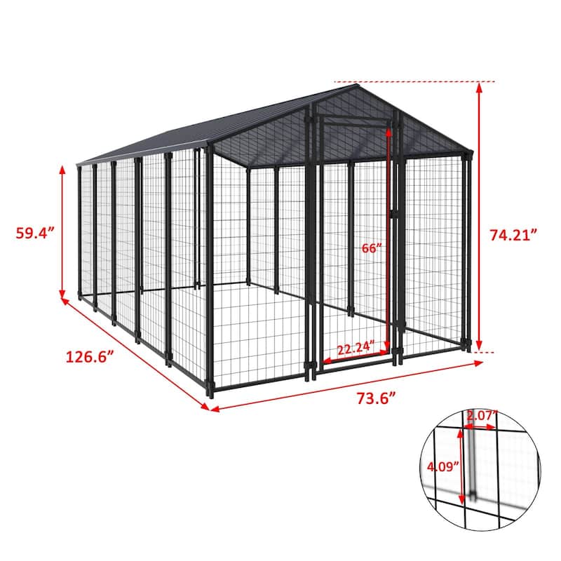 VEIKOUS Large Metal Chicken Coop, Heavy-Duty Walk-In Poultry Pen with Rust-Resistant Galvanized Steel - 10.6 ft × 6.2 ft