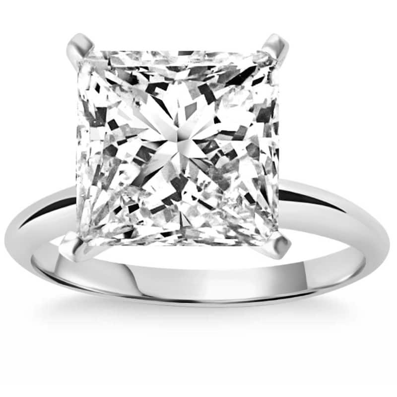 3Ct Certified Princess Cut Solitaire Diamond Engagement Ring Gold Lab Grown