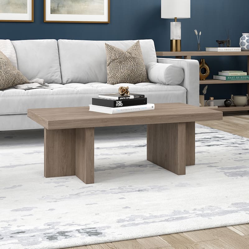 Dimitra 44" Wide Rectangular Coffee Table - Antiqued Gray Oak