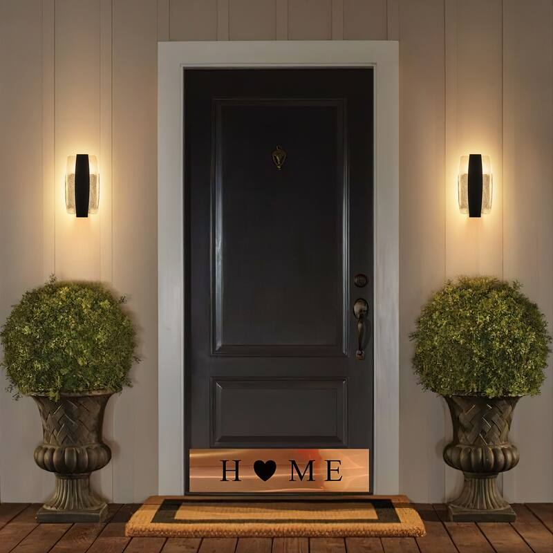 Modern 1-Light Integrated LED 3000K Warm Light Outdoor Wall Sconce with Seeded Glass