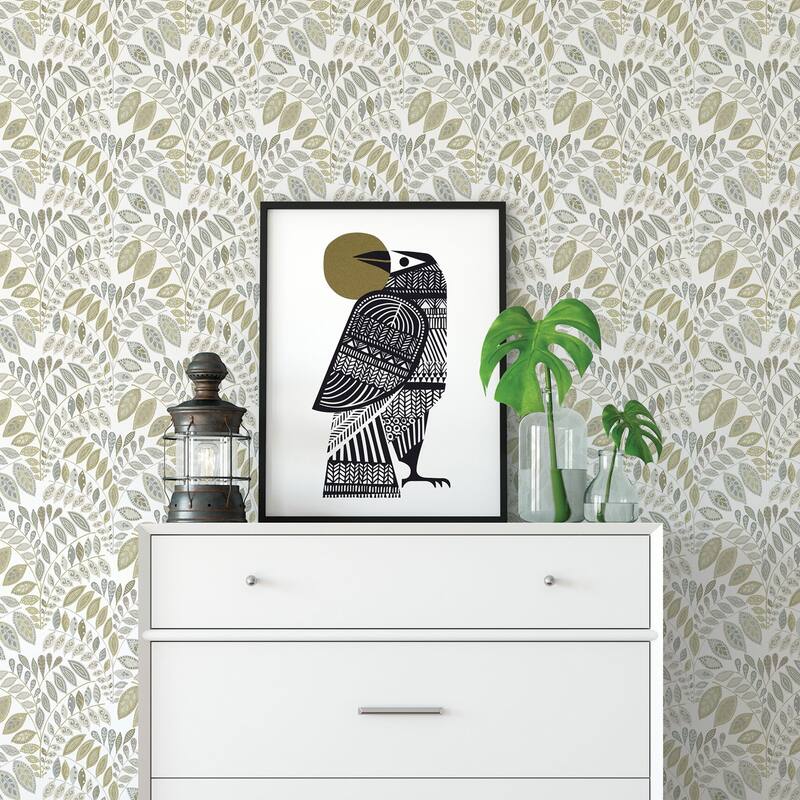 A-Street Prints Fiddlehead Grey Botanical Wallpaper