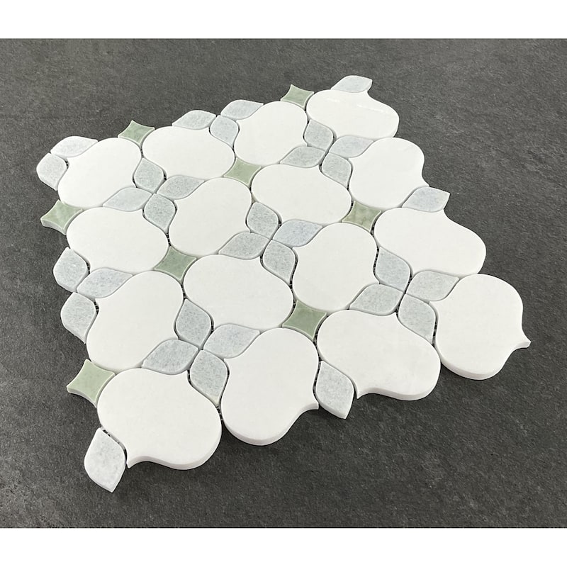 Water Jet - Thassos White Marble Mosaic Wall & Floor Tile - 1 Case (10 Sheets)