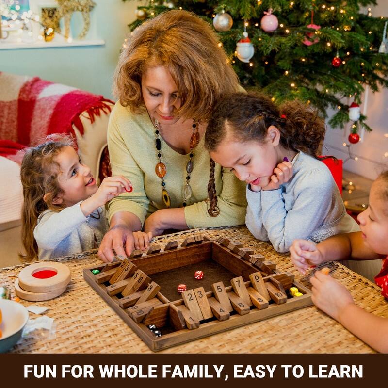 Shut The Box Dice Board Game (2-4 Players) for Kids & Adults