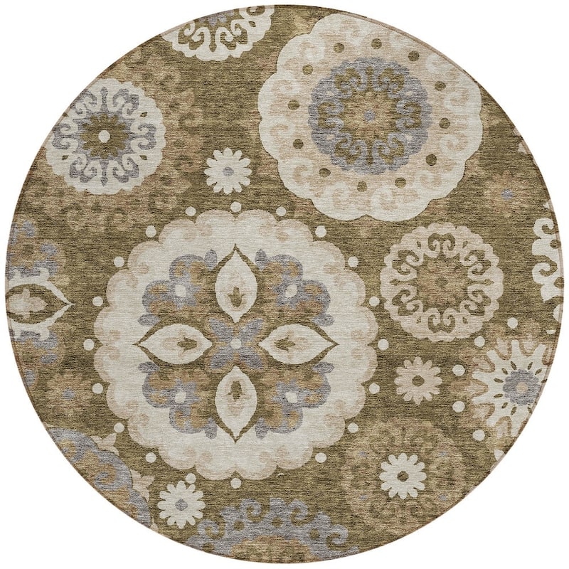 HomeRoots Floral Medallion Transitional Rectangle Outdoor Rug