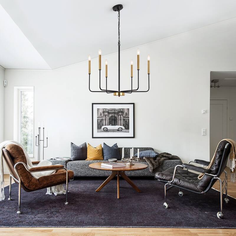 Modern 6-Light Candle Chandelier Classic Ceiling Light for Dining Room Kitchen Island - N/A