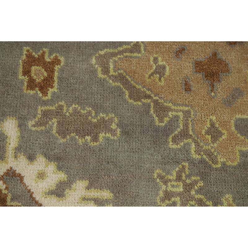 Gray Oushak Indian Area Rug Hand-Knotted Transitional Wool Carpet - 8'1" x 10'2"