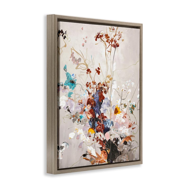 Stupell Earth Tones Floral Abstraction Framed Floater Canvas Wall Art Design By Design Fabrikken