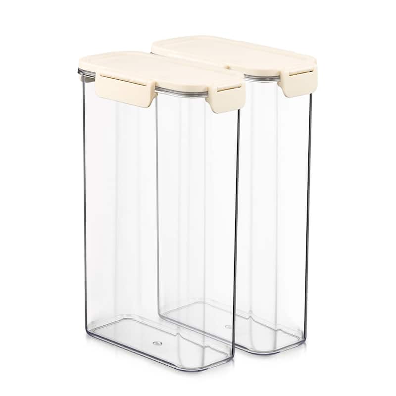 Sorbus Airtight Food Storage Container, Clear Stackable Canister for Pantry, Rice, Pasta, Cereal & Snacks - Tall Narrow - 2 Piece