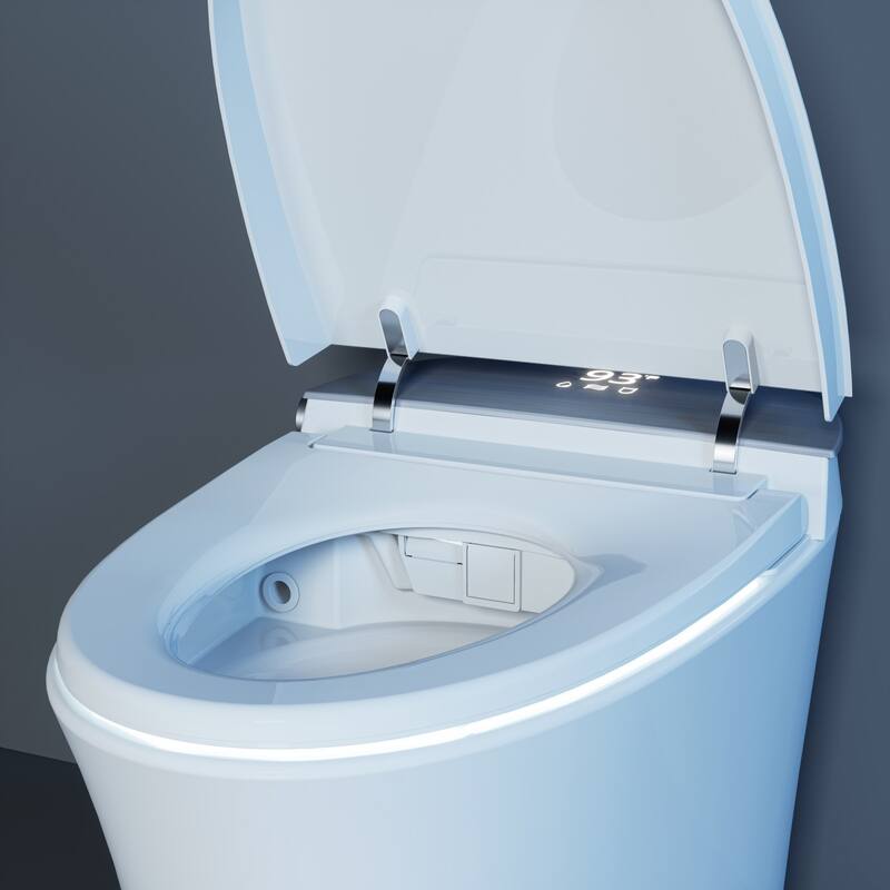 Smart Bidet Toilet with Internal Tank and Flush Pump, 17" Chair Height, Heated Seat, Wash/Dry, Remote