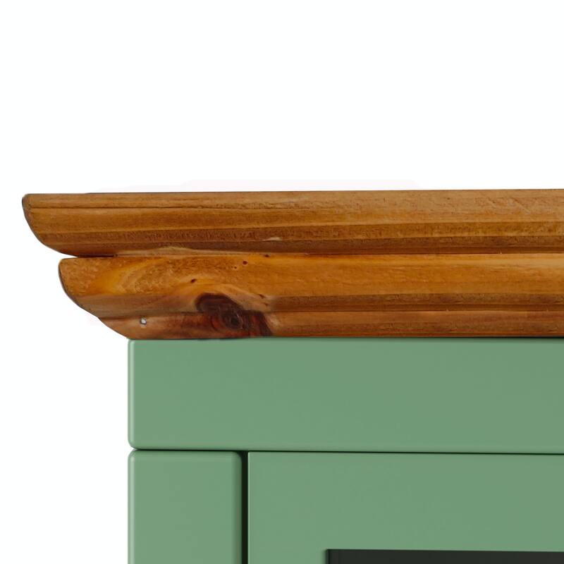 Chic Nightstand with Storage Cabinet & Solid Wood Tabletop
