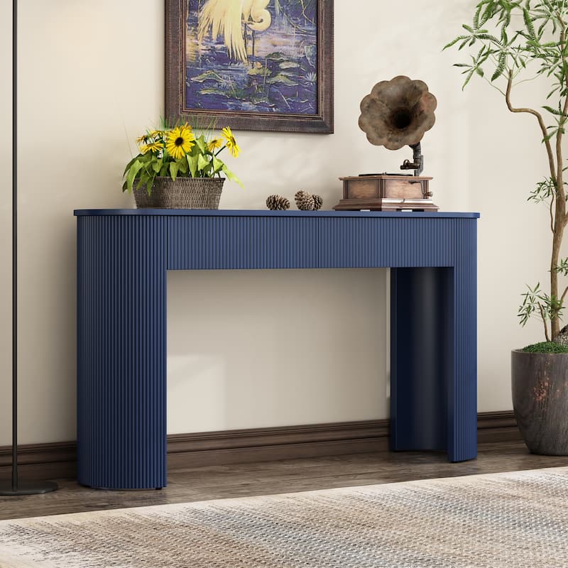 Texse Fluted Design Entryway Table with 2 Drawers