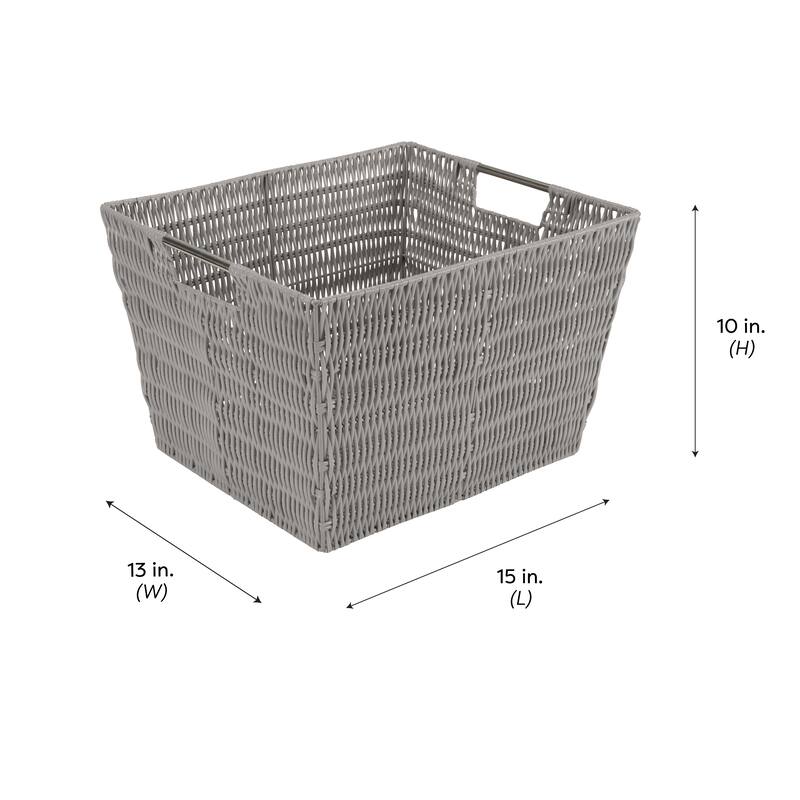 Simplify Large Rattan Storage Tote Basket in Charcoal