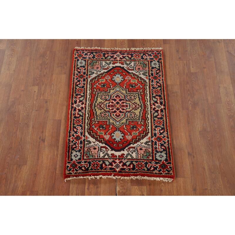 Heriz Serapi Indian Accent Rug Handmade Wool Carpet - 2'0" x 3'0"