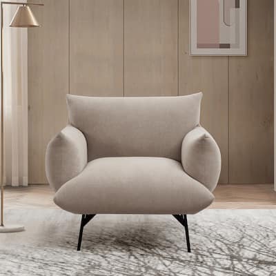 Modern Upholstered Fabric Accent Armchair with Metal Leg