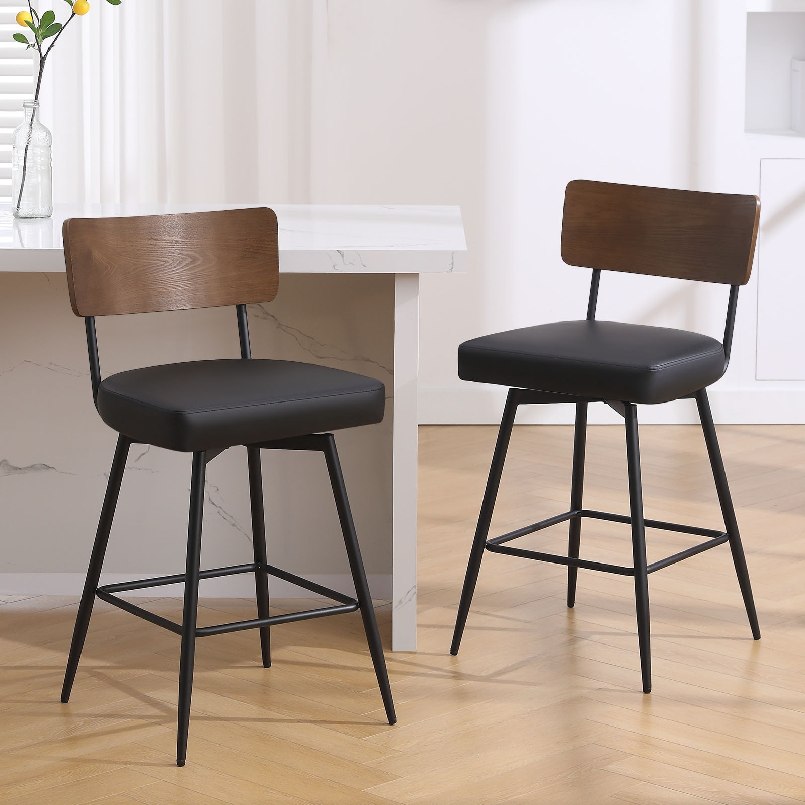 Faux Leather Upholstered Swivel Counter/Bar Stools Set of 2/3/4