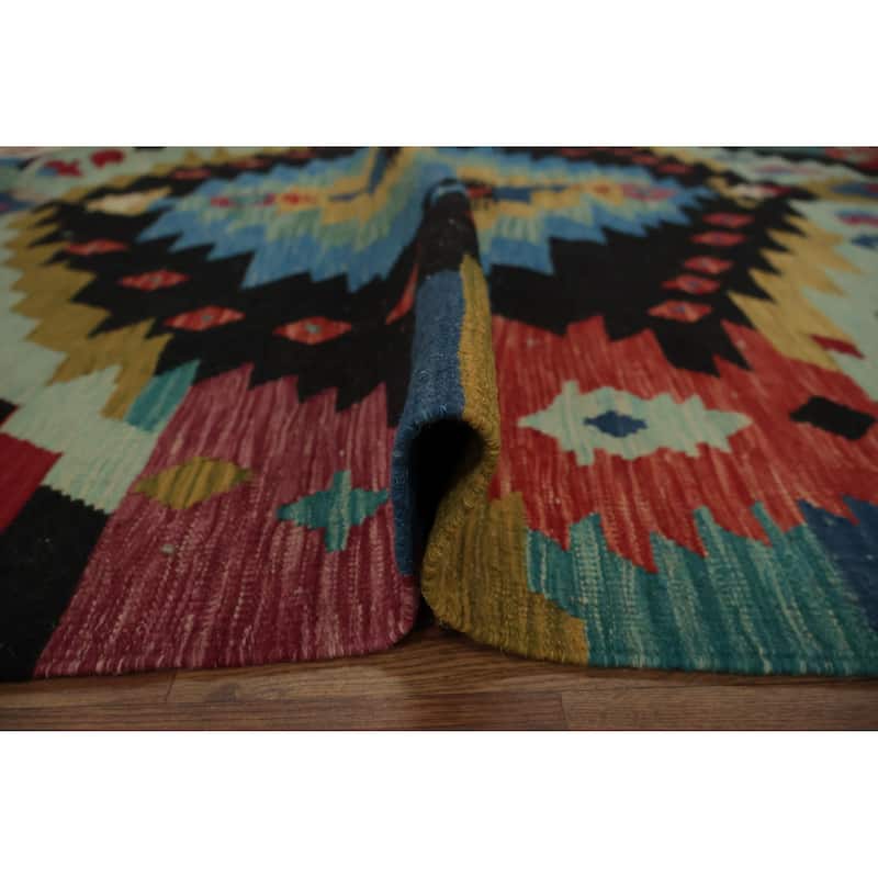 Hand Woven Oriental 100% Wool Carpet Southwestern Tribal Multi-Colored Kilim Area Rug - 8' 0'' X 5' 9''