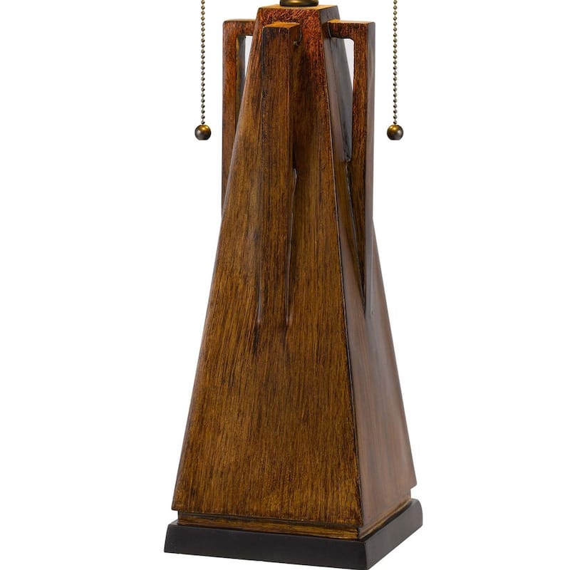 Table Lamp with Tiffany Shade and Geometric Design, Multicolor