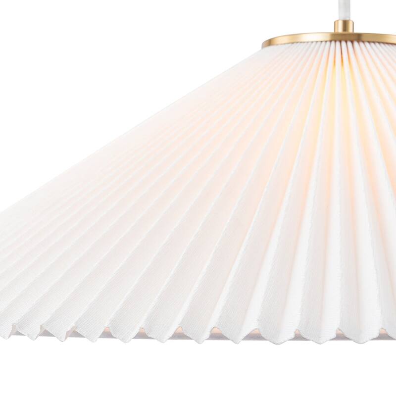Scandinavian 1-Light White Fabric Pleated Conical Pendant Light