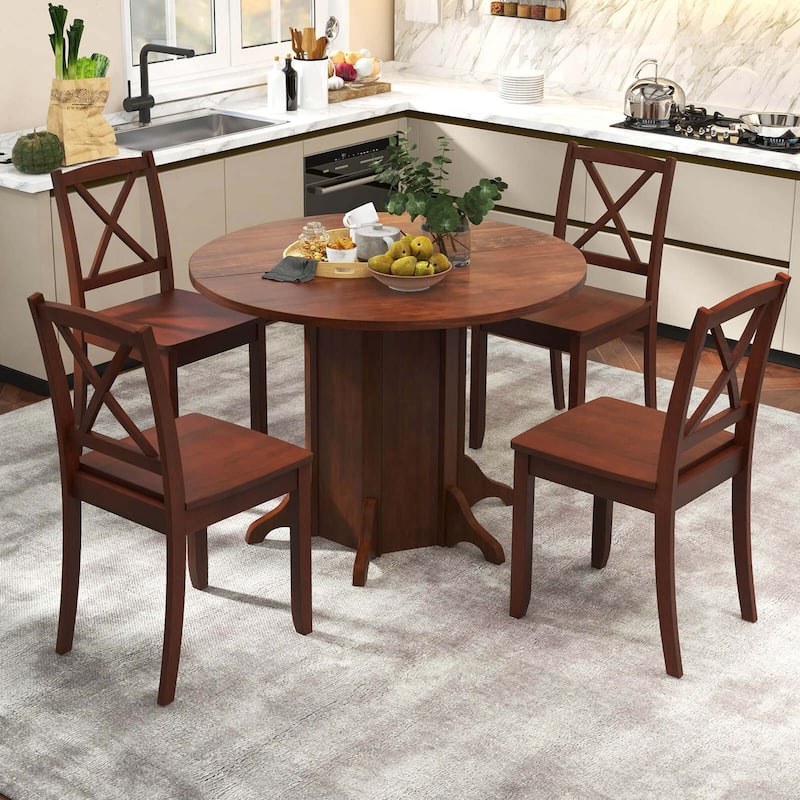 Costway 42" Wooden Kitchen Table Round Dining Table with Pedestal Base - See Details