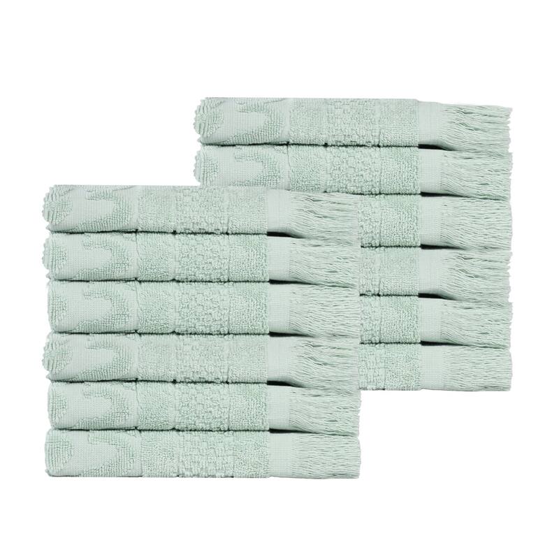 Superior Rolla Cotton Geometric Jacquard Face Towel Washcloth Set of 12
