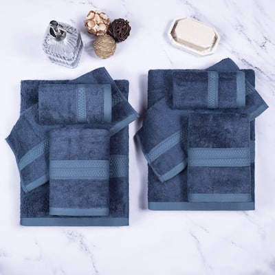 Superior 8 Piece Bath Towel Set, Rayon From Bamboo and Cotton