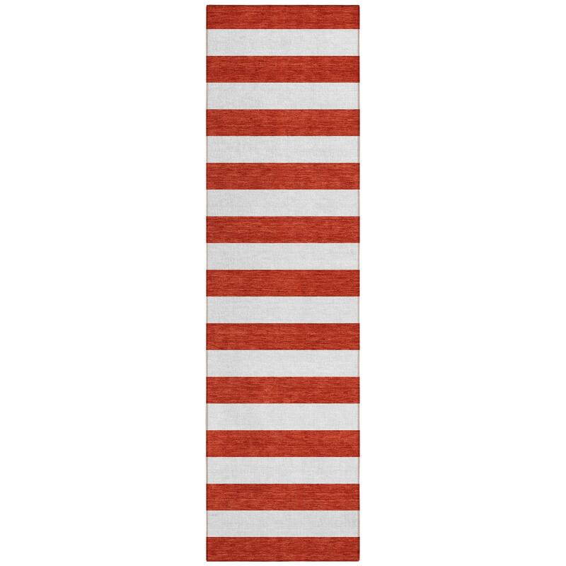 Machine Washable Indoor/ Outdoor Cabana Striped Chantille Rug