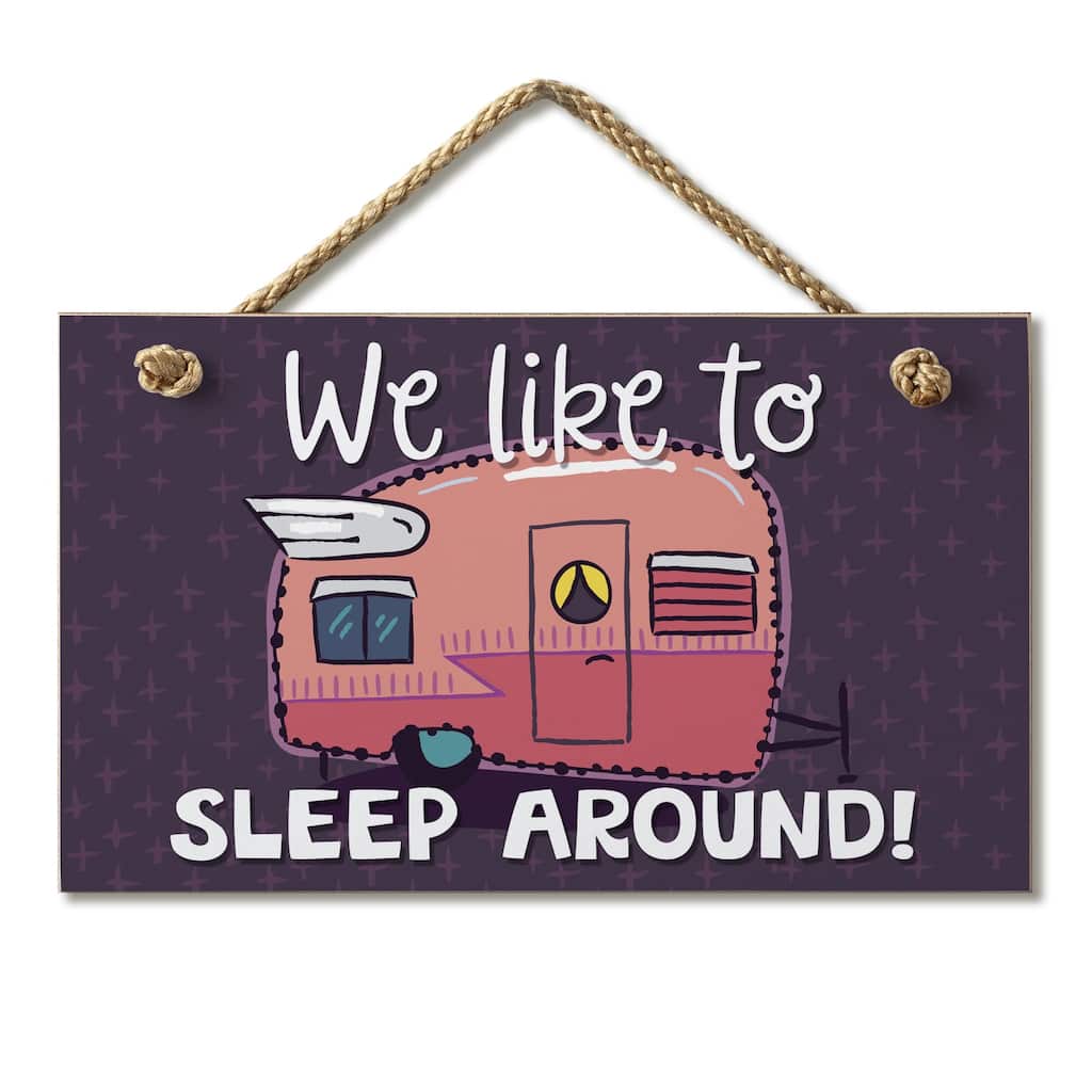 Hanging Wood Sign - Sleep Around