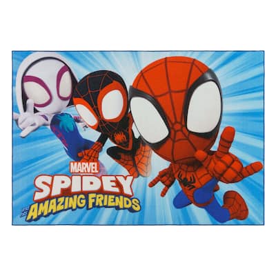 Licensed Marvel Spiderman 'Spidey & Friends' Youth Digital Print Area Rug - 4' 6" x 6' 6"
