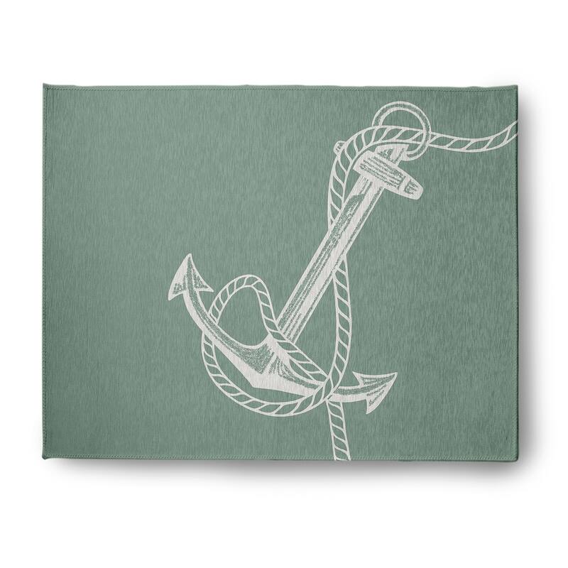 Anchored Nautical Chenille Rug - Sage - 8' x 10'