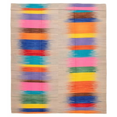 ECARPETGALLERY Flat-Weave Ankara FW Grey Wool Kilim - 9'10 x 12'8