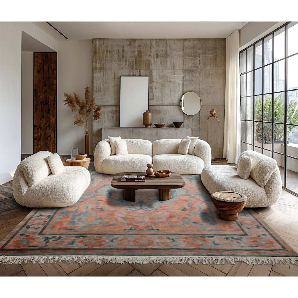 9x12 Hand Knotted Wool Aqua Tibetan Modern Plush Pile Cameron Rug - 9' x 12'