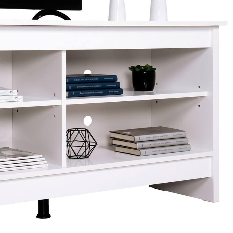 Madesa 6 shelves TV Stand up to 75" + Ladder Shelf Standing Bookcase - White
