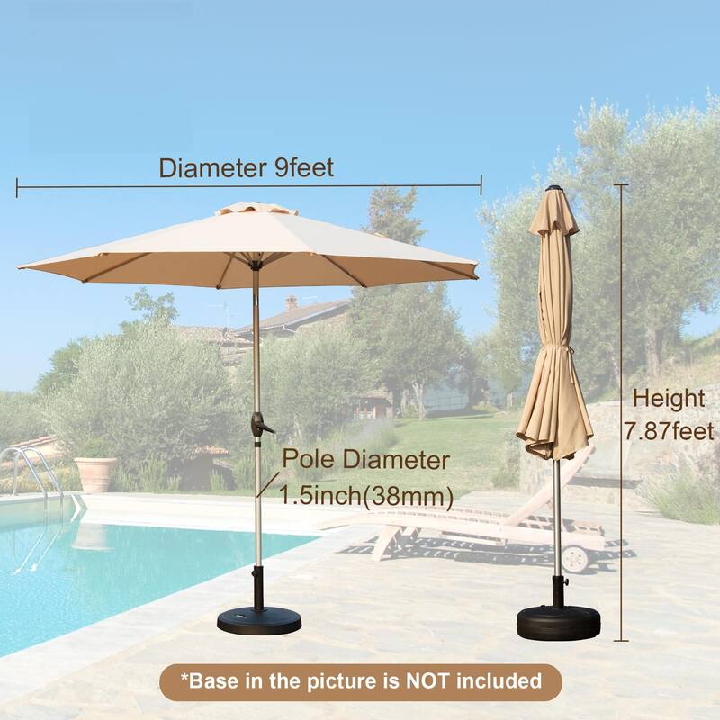 9FT Patio Umbrella,Outdoor Table Umbrella with Push Button Tilt and Crank,UV Protection Waterproof Market with 8 Sturdy Ribs