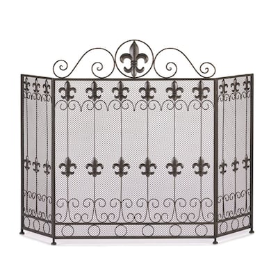 33.25" Black and Gray French Revival Fireplace Screen