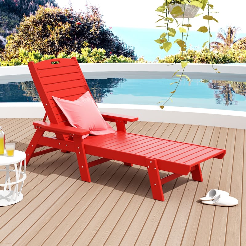Laguna Hdpe All Weather Outdoor Patio Pool Reclining Chaise Lounge - Red