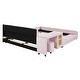 preview thumbnail 58 of 95, Velvet Grounded Bed Mother & Child Bed Platform Slat Bed Frame with Little Round Stool and Bedside Desk for Growing Child