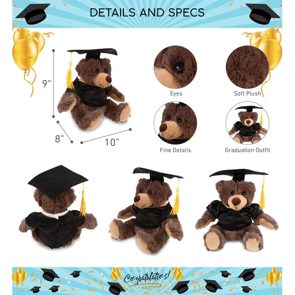 DolliBu Brown Bear Graduation Plush Toy with Gown and Cap with Tassel ...