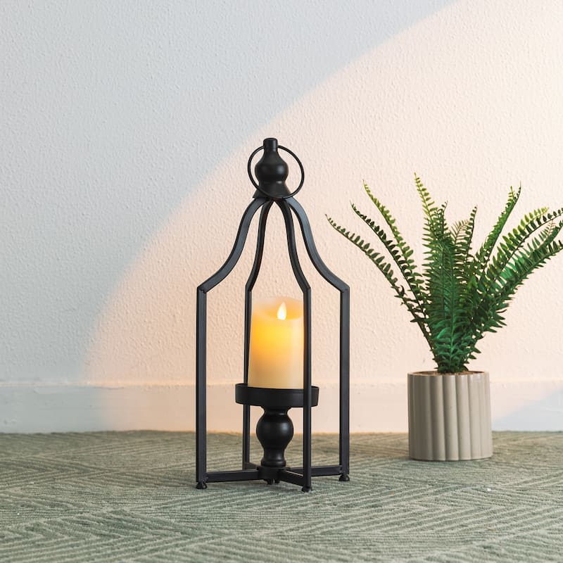 Glitzhome Modern Black Metal Foldable Lanterns Spring Wedding Hanging Candle Holders - S