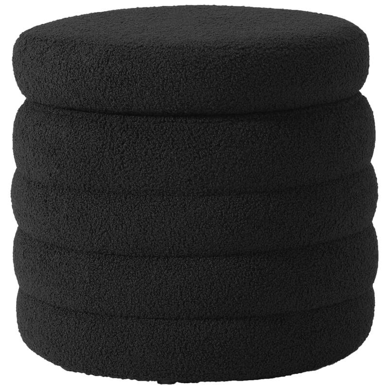 Bayville Sherpa Swivel Chair With Round Storage Ottoman 2-Piece Set